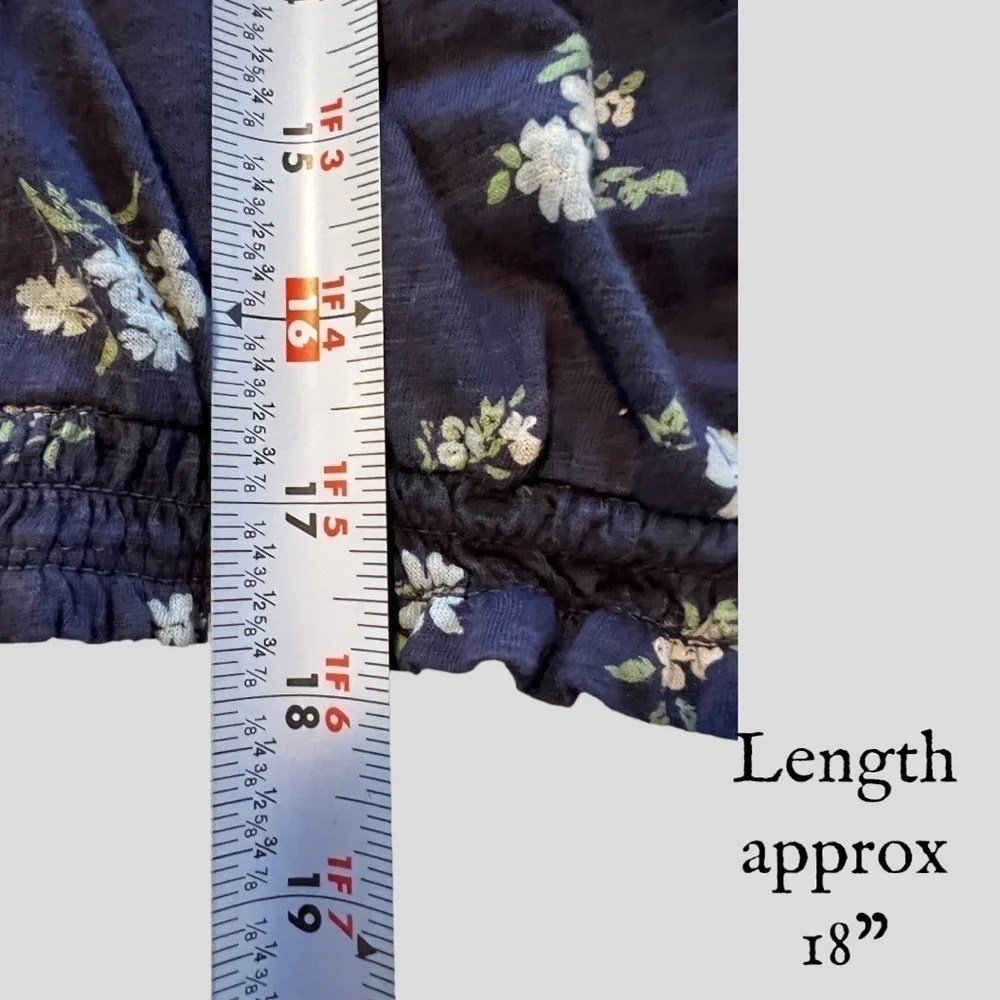 LUCKY BRAND Blue Floral On/Off Shoulder Bubble-Hem-Waist Peasant Top NWT/Lg